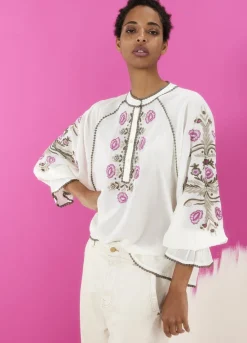 Summum Woman Blouse Met Gebloemd Borduurwerk|Vrouwen Blouses