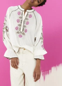 Summum Woman Blouse Met Gebloemd Borduurwerk|Vrouwen Blouses