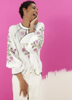 Summum Woman Blouse Met Gebloemd Borduurwerk|Vrouwen Blouses