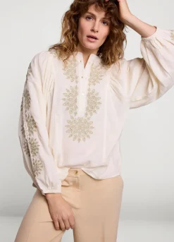 Summum Woman Blouse Met Gouden Borduursels|Vrouwen Blouses