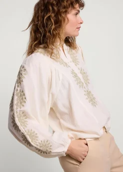 Summum Woman Blouse Met Gouden Borduursels|Vrouwen Blouses