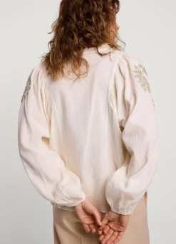 Summum Woman Blouse Met Gouden Borduursels|Vrouwen Blouses