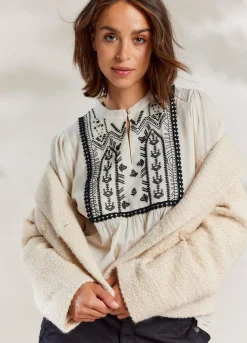 Summum Woman Contrast Top|Vrouwen Blouses