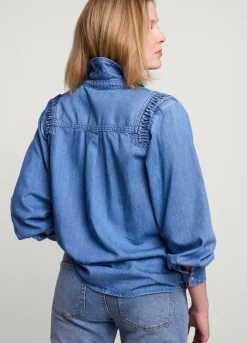 Summum Woman Denim Blouse Met Knoopjes|Vrouwen Blouses