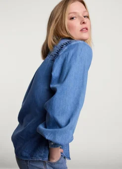 Summum Woman Denim Blouse Met Knoopjes|Vrouwen Blouses