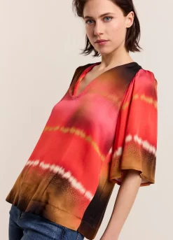 Summum Woman Faded Top Met Vlindermouw|Vrouwen Tops & T-Shirts
