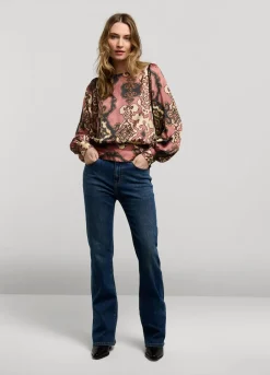 Summum Woman Glanzende Top Met Smok|Vrouwen Tops & T-Shirts