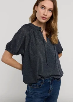 Summum Woman Glimmende Lurex Top|Vrouwen Tops & T-Shirts