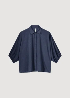 Summum Woman Glimmende Overhemdblouse|Vrouwen Blouses