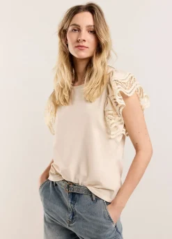 Summum Woman Jersey Top Met Kant|Vrouwen Tops & T-Shirts