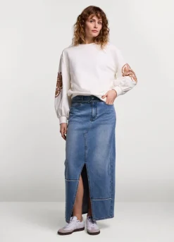 Summum Woman Lange Denim Rok|Vrouwen Rokken