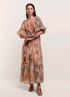 Summum Woman Lange Glinsterende Strokenjurk|Vrouwen Jurken