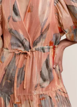 Summum Woman Lange Glinsterende Strokenjurk|Vrouwen Jurken