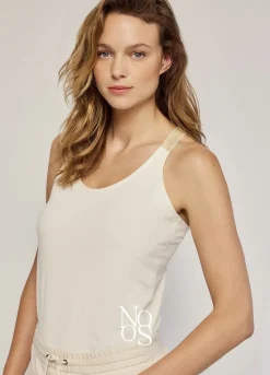 Summum Woman Luxury Basic Singlettop Met Gekruiste Schouderbanden|Vrouwen Tops & T-Shirts
