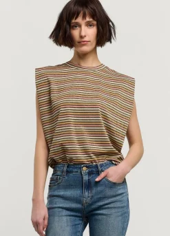 Summum Woman Mouwloze Top Met Streepjes|Vrouwen Tops & T-Shirts