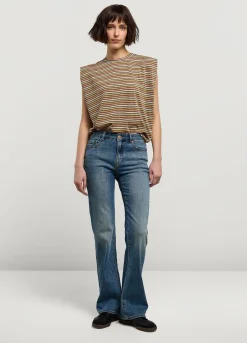 Summum Woman Mouwloze Top Met Streepjes|Vrouwen Tops & T-Shirts