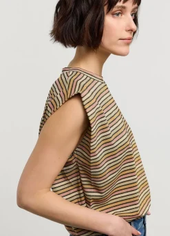 Summum Woman Mouwloze Top Met Streepjes|Vrouwen Tops & T-Shirts
