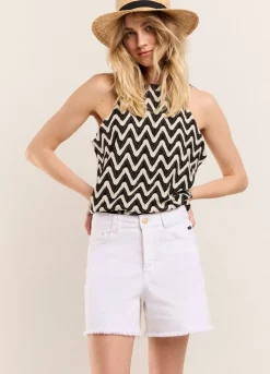 Summum Woman Off White Denim Short|Vrouwen Shorts