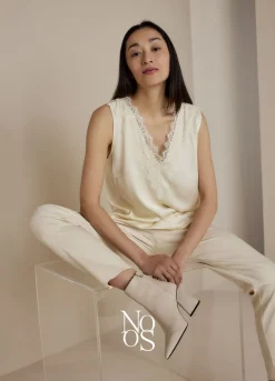 Summum Woman Satijnen Top Met Kant|Vrouwen Tops & T-Shirts