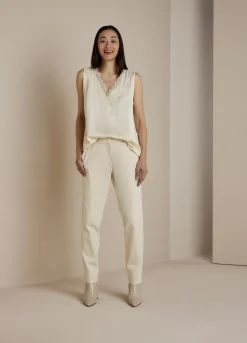 Summum Woman Satijnen Top Met Kant|Vrouwen Tops & T-Shirts