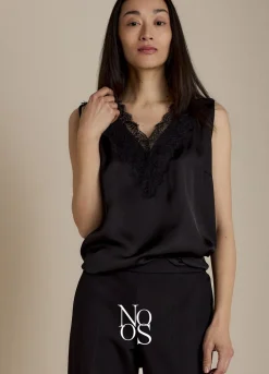 Summum Woman Satijnen Top Met Kant|Vrouwen Tops & T-Shirts