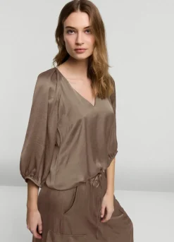 Summum Woman Satijnen Top V-Hals|Vrouwen Tops & T-Shirts