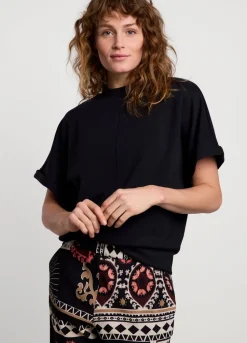 Summum Woman Scuba Top Met Korte Mouw|Vrouwen Tops & T-Shirts