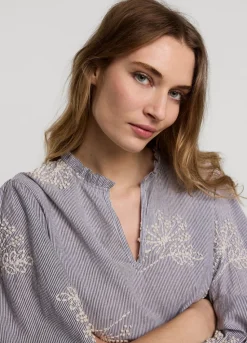 Summum Woman Streepjestop Met Bloemen|Vrouwen Tops & T-Shirts