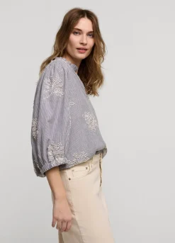 Summum Woman Streepjestop Met Bloemen|Vrouwen Tops & T-Shirts