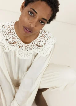 Summum Woman Top Illusie Kanten Hals|Vrouwen Tops & T-Shirts