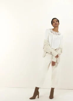 Summum Woman Top Illusie Kanten Hals|Vrouwen Tops & T-Shirts