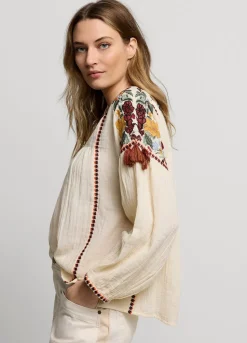 Summum Woman Top Kleurrijk Borduurwerk|Vrouwen Blouses
