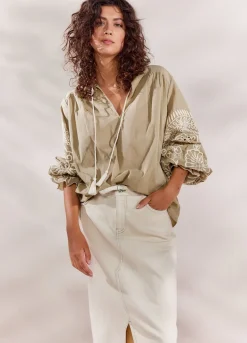 Summum Woman Top Met Rijk Borduurwerk|Vrouwen Blouses