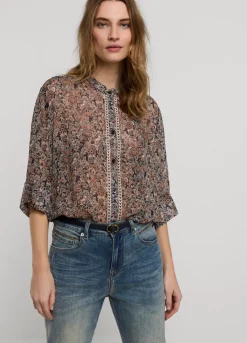 Summum Woman Transparante Blouse Bloemenprint|Vrouwen Blouses