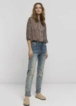 Summum Woman Transparante Blouse Bloemenprint|Vrouwen Blouses