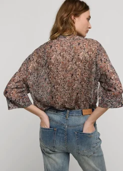 Summum Woman Transparante Blouse Bloemenprint|Vrouwen Blouses