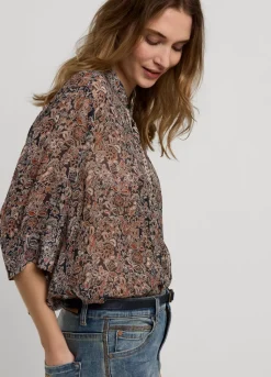 Summum Woman Transparante Blouse Bloemenprint|Vrouwen Blouses