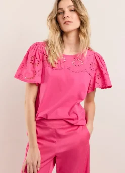 Summum Woman T-Shirt Broderie Anglaise|Vrouwen Tops & T-Shirts