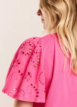 Summum Woman T-Shirt Broderie Anglaise|Vrouwen Tops & T-Shirts