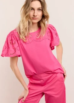 Summum Woman T-Shirt Broderie Anglaise|Vrouwen Tops & T-Shirts