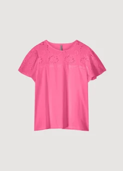 Summum Woman T-Shirt Broderie Anglaise|Vrouwen Tops & T-Shirts