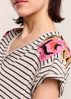 Summum Woman T-Shirt Met Bloemenborduursel|Vrouwen Tops & T-Shirts
