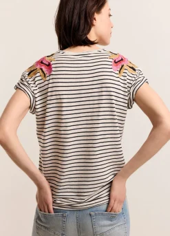 Summum Woman T-Shirt Met Bloemenborduursel|Vrouwen Tops & T-Shirts