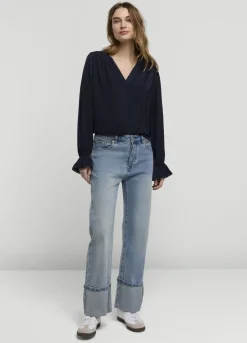 Summum Woman V-Hals Drapey Satin Top|Vrouwen Tops & T-Shirts