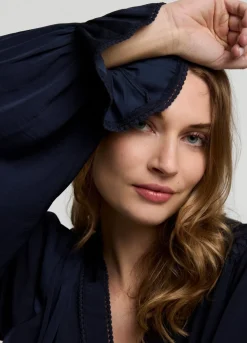 Summum Woman V-Hals Drapey Satin Top|Vrouwen Tops & T-Shirts