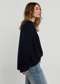 Summum Woman V-Hals Drapey Satin Top|Vrouwen Tops & T-Shirts