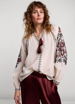 Summum Woman Voile Blouse Met Borduur|Vrouwen Blouses